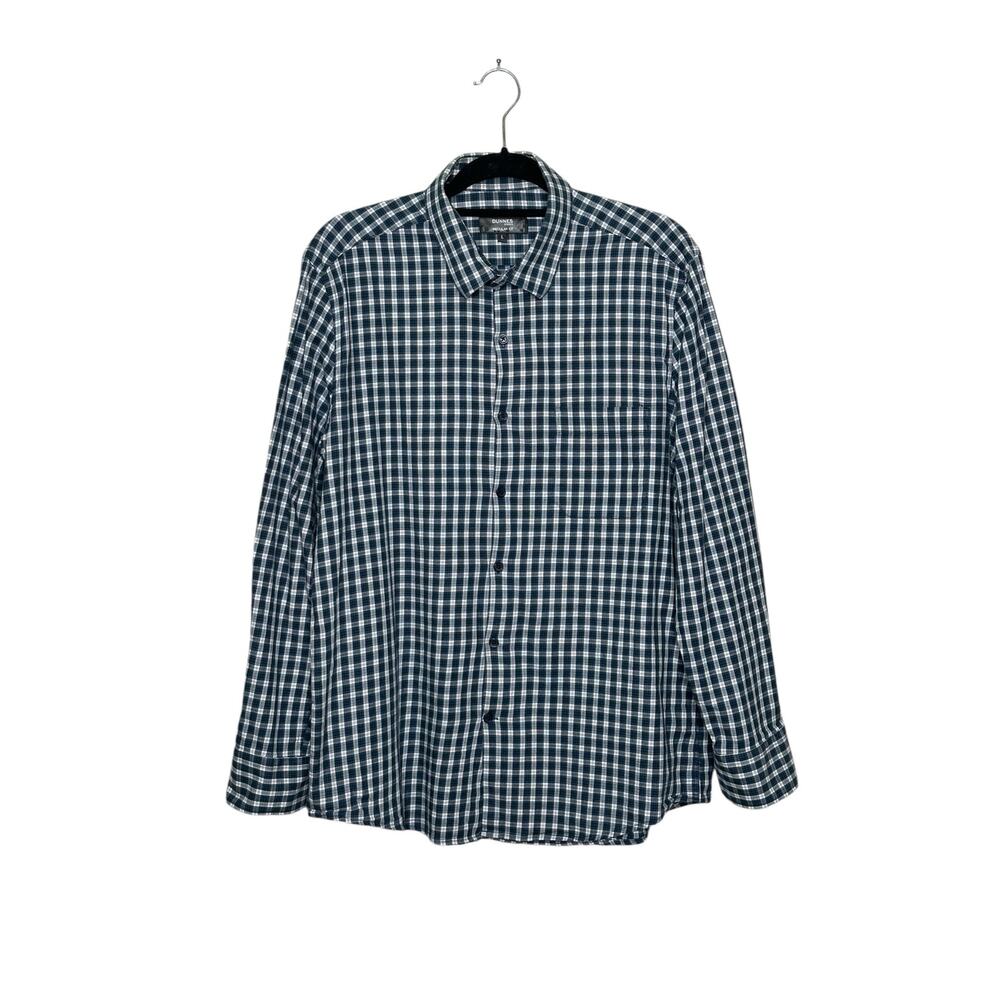Dune men green white plaid buttoned long sleeves shirt size large